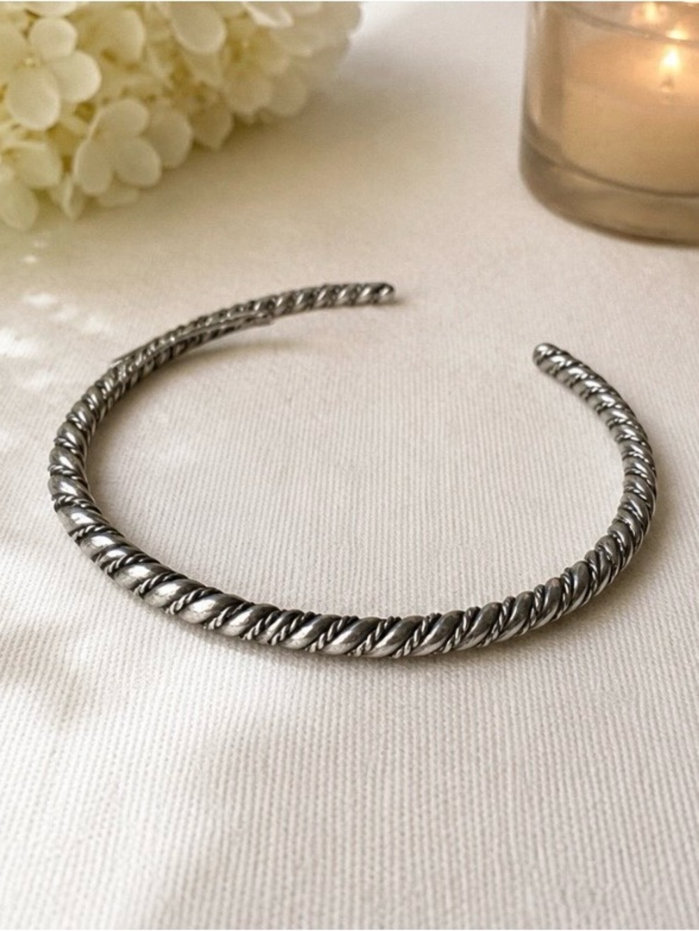 925 Sterling Silver Twisted Cable Cuff Bracelet • Minimalist Southwestern Rope